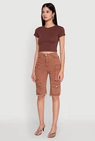 Womens Daisy Mineral Wash Cargo Bermuda Shorts, L