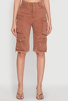Womens Daisy Mineral Wash Cargo Bermuda Shorts, L