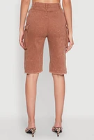 Womens Daisy Mineral Wash Cargo Bermuda Shorts, L