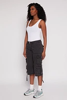 Womens VIP Cargo Capri Jeans, Grey, Size 9-10