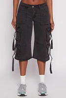 Womens VIP Cargo Capri Jeans, Grey,