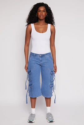 Womens VIP Cargo Capri Jeans, Blue, Size 11-12