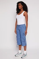Womens VIP Cargo Capri Jeans, Blue, Size 11-12