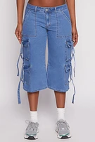 Womens VIP Cargo Capri Jeans, Blue, Size 11-12