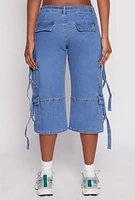 Womens VIP Cargo Capri Jeans, Blue, Size 11-12
