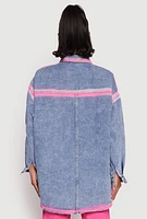 Womens Daisy Keep Smile Oversized Denim Jacket,