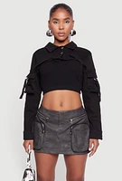 Womens Daisy Cargo Pocket Sleeve Bolero Jean Jacket,