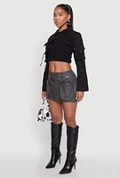 Womens Daisy Cargo Pocket Sleeve Bolero Jean Jacket,