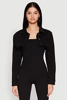Womens Daisy Denim Frayed Bolero Jacket,