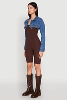 Womens Daisy Denim Frayed Bolero Jacket, Blue, Size S