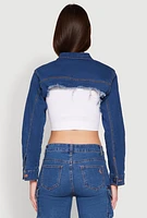 Womens Daisy Denim Frayed Bolero Jacket, Blue,
