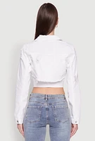 Womens Distressed Cropped Jean Jacket, White, Size L