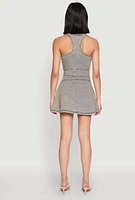 Womens Mineral Wash Racerback Denim Skater Dress, Blue, Size S