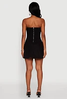 Womens Daisy Denim Lace Up Corset Mini Dress,