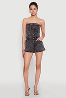 Womens Daisy Denim Button Front Romper,