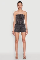 Womens Daisy Denim Button Front Romper,