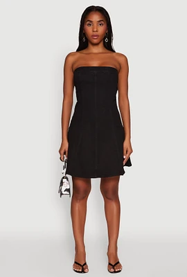 Womens Daisy Strapless Denim Skater Dress,