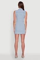 Womens Daisy Sleeveless Button Front Denim Dress, Blue, Size XL