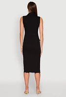 Womens Daisy Denim Sleeveless Utility Midi Dress, Black, Size L