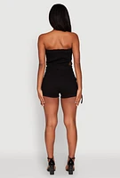 Womens Daisy Cut Out Cargo Denim Tube Romper,