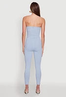 Womens Haute Monde Denim Sweetheart Neckline Jumpsuit, Blue, Size L