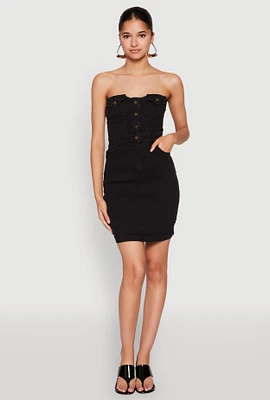 Womens Haute Monde Strapless Denim Bodycon Mini Dress,