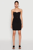Womens Haute Monde Strapless Denim Bodycon Mini Dress,