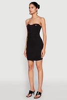 Womens Haute Monde Strapless Denim Bodycon Mini Dress,