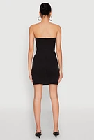 Womens Haute Monde Strapless Denim Bodycon Mini Dress,