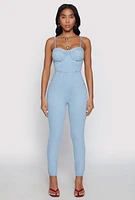 Womens Haute Monde Denim Bustier Jumpsuit, Blue,