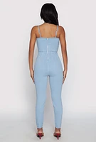 Womens Haute Monde Denim Bustier Jumpsuit, Blue, Size M