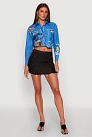 Womens Royalty Graffiti Print Crop Top, Multi,