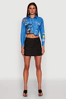 Womens Royalty Graffiti Print Crop Top, Multi,
