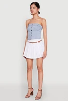 Womens Haute Monde Button Front Denim Tube Top, Blue, Size L