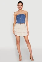 Womens Haute Monde Button Front Denim Tube Top, Blue,