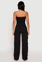 Womens Daisy Denim Button Front Cargo Jumpsuit,