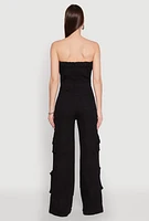 Womens Daisy Wide Leg Cargo Pocket Jumpsuit, Black, Size M
