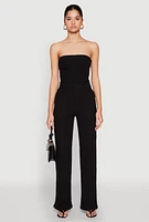 Womens Daisy Strapless Corset Denim Jumpsuit,