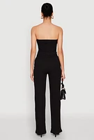Womens Daisy Strapless Corset Denim Jumpsuit,