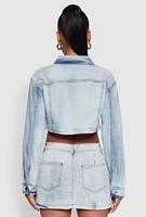 Womens Spoon Jeans Cargo Pocket Cropped Denim Jacket, Blue,