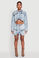 Womens Spoon Jeans Cargo Pocket Mini Denim Skirt, Blue, Size XL