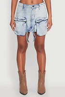Womens Spoon Jeans Cargo Pocket Mini Denim Skirt, Blue, Size XL