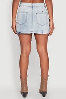 Womens Spoon Jeans Cargo Pocket Mini Denim Skirt, Blue, Size XL