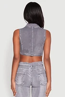 Womens Spoon Jeans Mineral Wash Denim Cargo Vest,