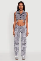 Womens Spoon Jeans Mineral Wash Cargo Pockets Jeans,