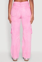 Womens Spoon Jeans Mineral Wash Cargo Pockets Jeans, Pink,