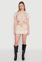 Womens Spoon Jeans Mineral Wash Belted Mini Skirt, Khaki, Size XL