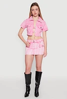 Womens Spoon Jeans Mineral Wash Belted Mini Skirt, Pink, Size M