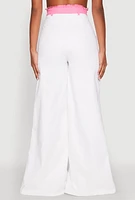 Womens Contrast Trim High Slit Front Jeans, Multi,