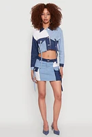Womens Color Blocked Denim Jacket,
